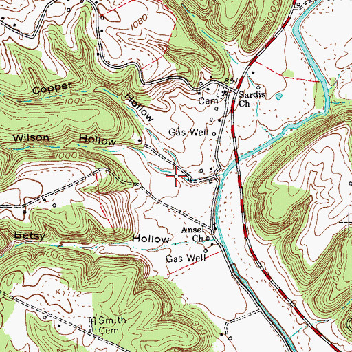 Topographic Map of Wilson Hollow, KY