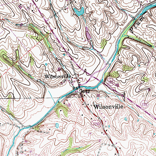 Topographic Map of Wilsonville, KY