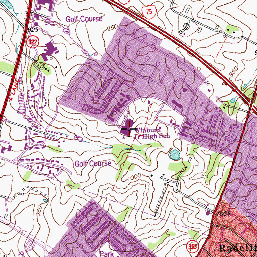 Topographic Map of Winburn Middle School, KY