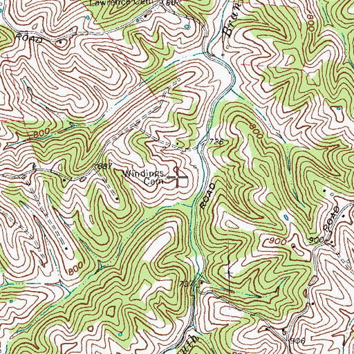 Topographic Map of Windings Cemetery, KY