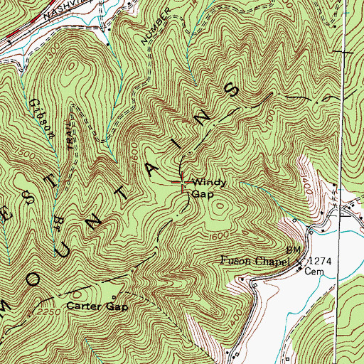 Topographic Map of Windy Gap, KY