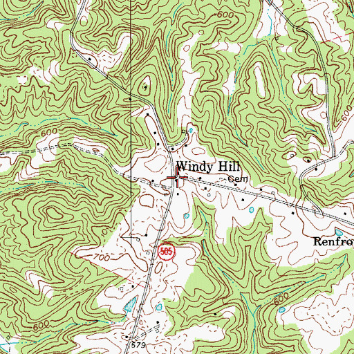 Topographic Map of Windy Hill, KY