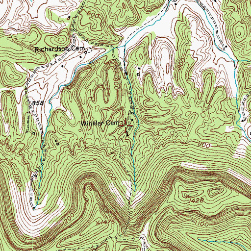 Topographic Map of Winkler Cemetery, KY
