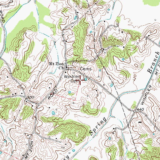 Topographic Map of Winkler Cemetery, KY