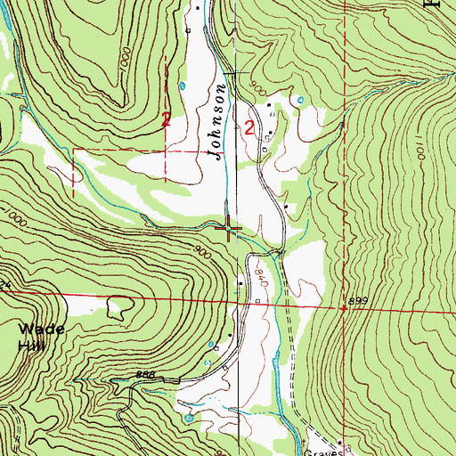 Topographic Map of Johnson Creek, AR