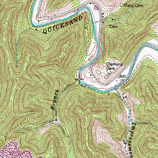 Topographic Map of Winnie Branch, KY