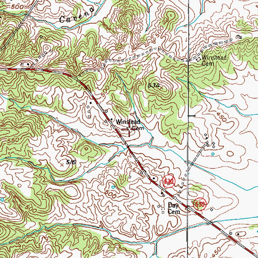Topographic Map of Winstead Cemetery, KY