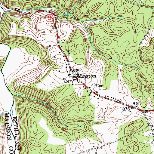Topographic Map of Winston, KY