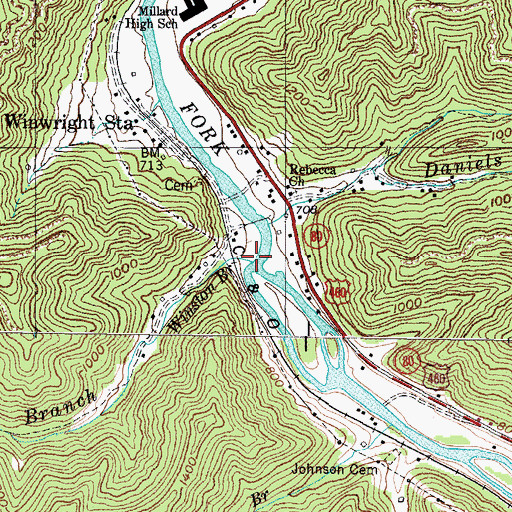 Topographic Map of Winston Branch, KY