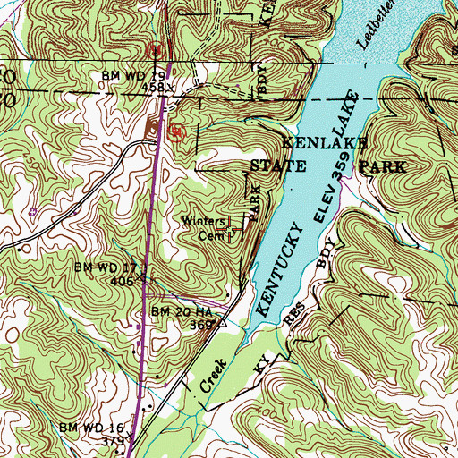 Topographic Map of Winters Cemetery, KY