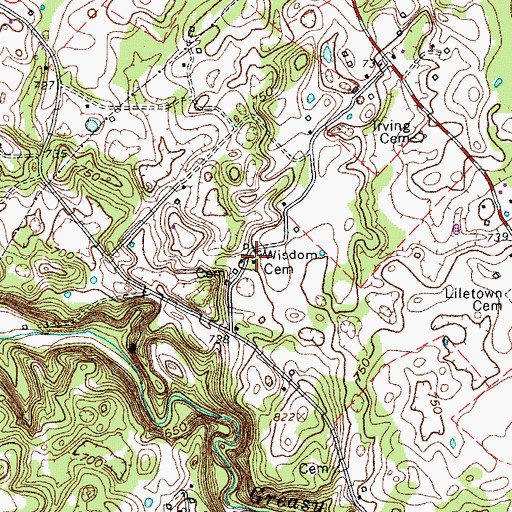 Topographic Map of Wisdom Cemetery, KY