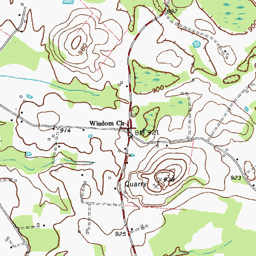 Topographic Map of Wisdom Cumberland Presbyterian Church, KY
