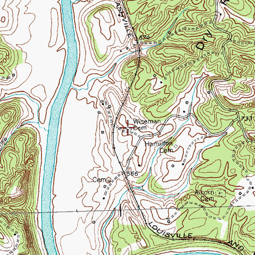Topographic Map of Wiseman Cemetery, KY