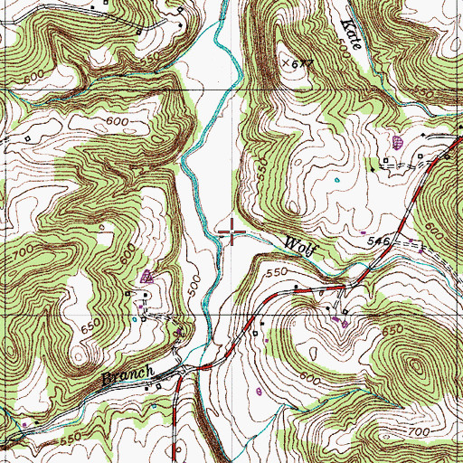 Topographic Map of Wolf Branch, KY