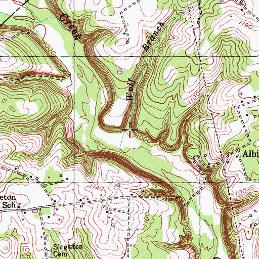 Topographic Map of Wolf Branch, KY
