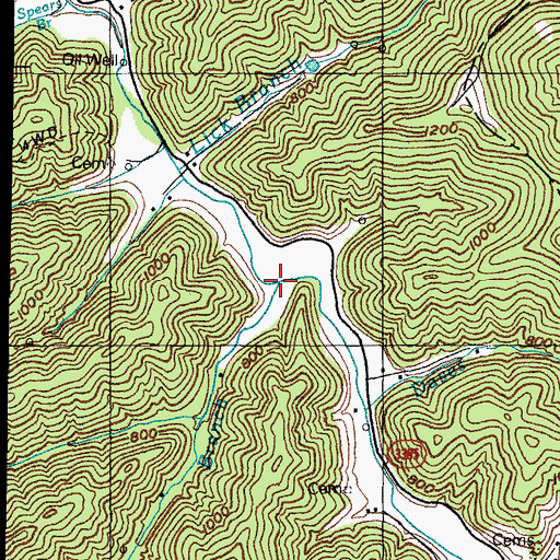 Topographic Map of Wolf Branch, KY