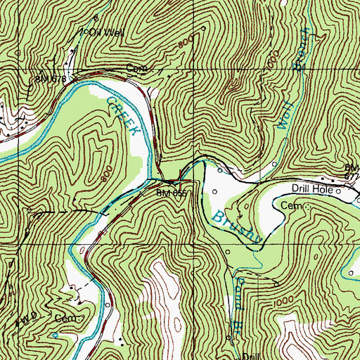 Topographic Map of Wolf Branch, KY