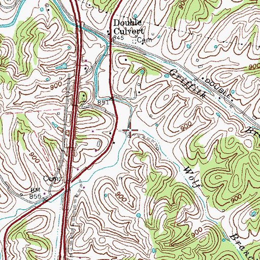Topographic Map of Wolf Branch, KY