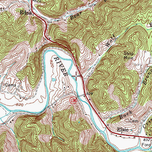 Topographic Map of Wolf Branch, KY