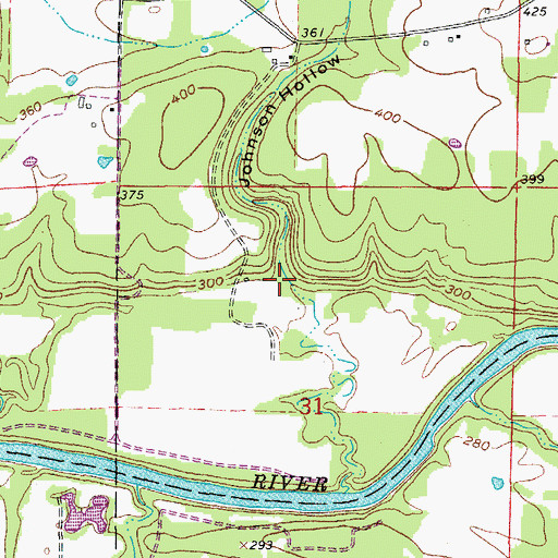Topographic Map of Johnson Hollow, AR