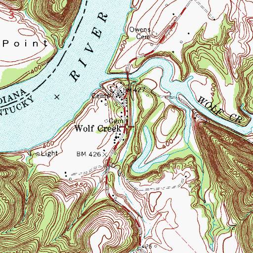 Topographic Map of Wolf Creek, KY