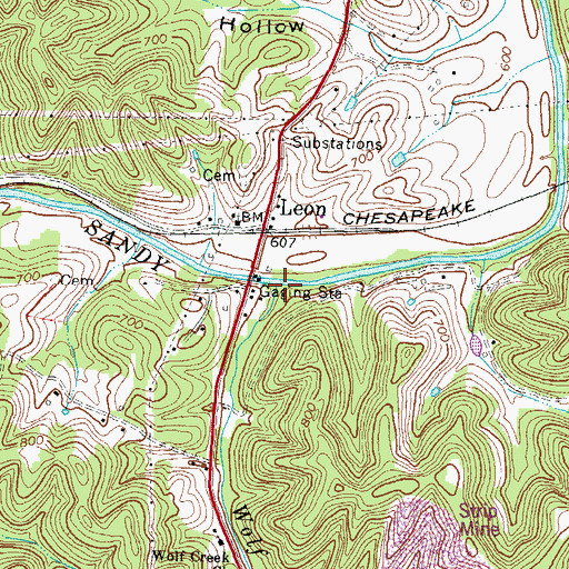 Topographic Map of Wolf Creek, KY