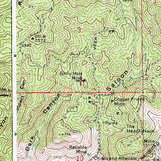 Topographic Map of Glory Hole Mine, AZ
