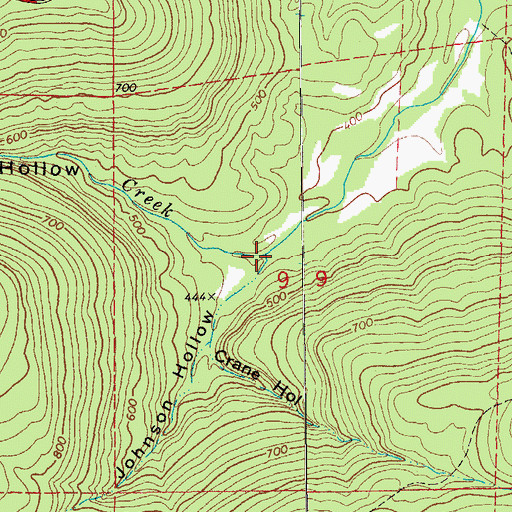 Topographic Map of Johnson Hollow, AR