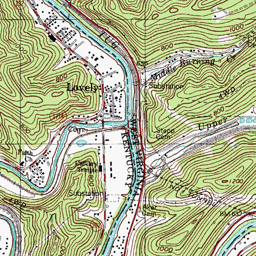 Topographic Map of Wolf Creek, KY