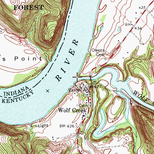 Topographic Map of Wolf Creek, KY