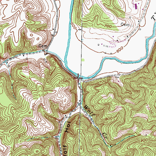 Topographic Map of Wolf Creek, KY