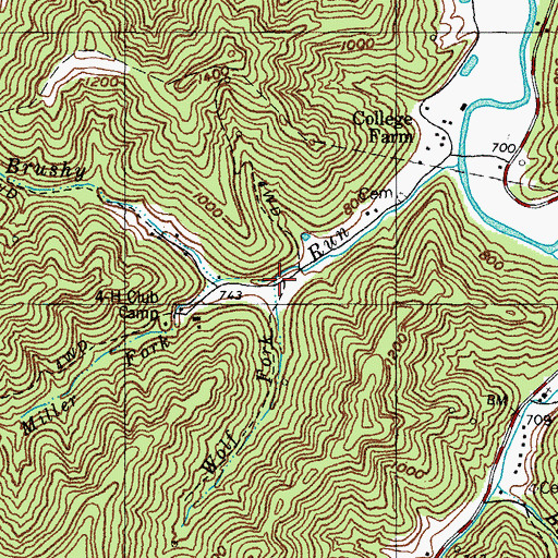 Topographic Map of Wolf Fork, KY
