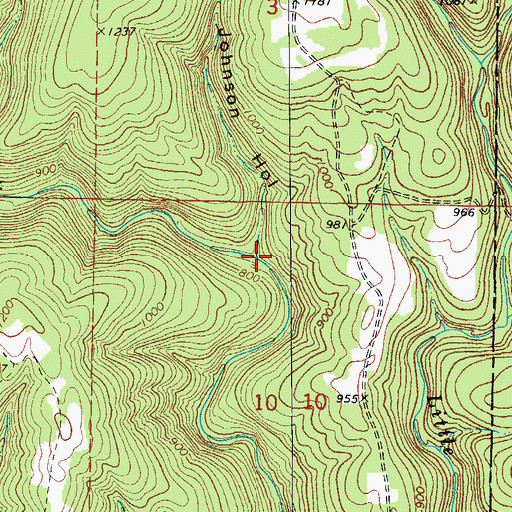 Topographic Map of Johnson Hollow, AR