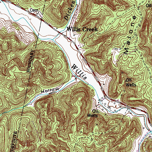 Topographic Map of Wolf Hollow, KY