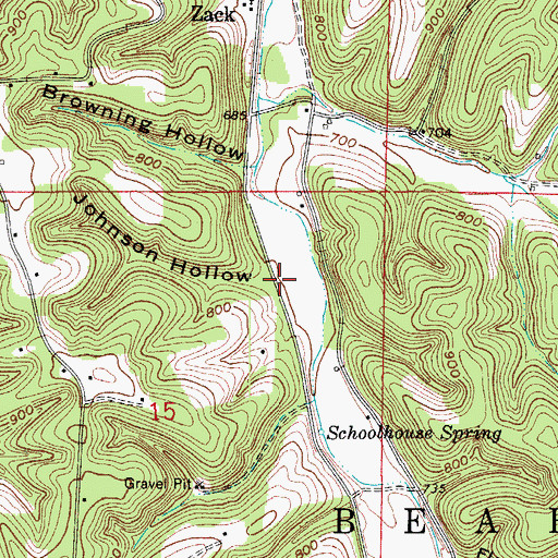 Topographic Map of Johnson Hollow, AR