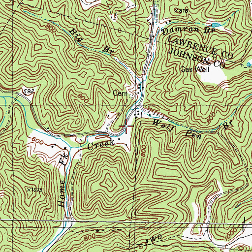 Topographic Map of Wolf Pen Branch, KY