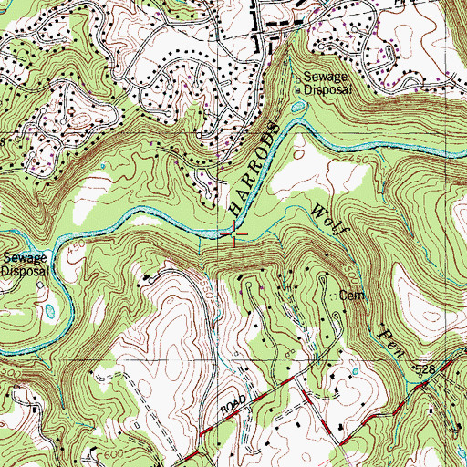 Topographic Map of Wolf Pen Branch, KY