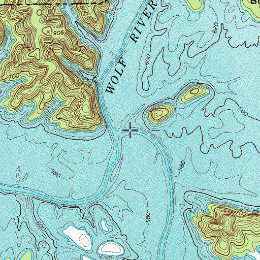 Topographic Map of Wolf River, KY