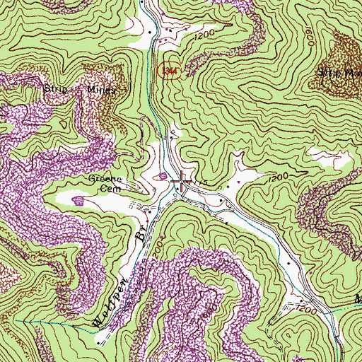 Topographic Map of Wolfpen Branch, KY