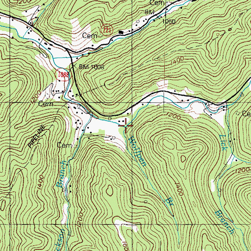 Topographic Map of Wolfpen Branch, KY