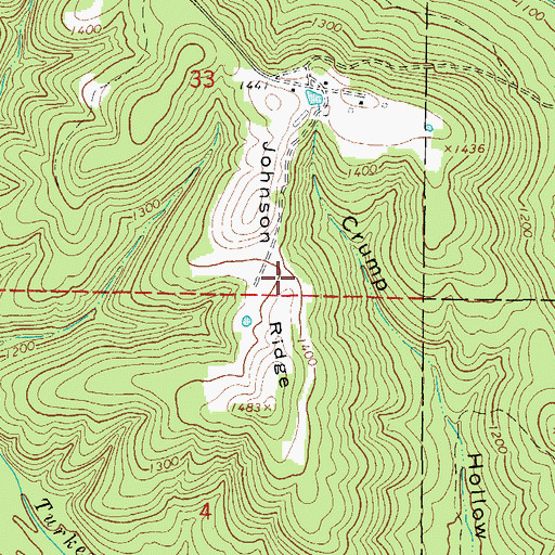 Topographic Map of Johnson Ridge, AR