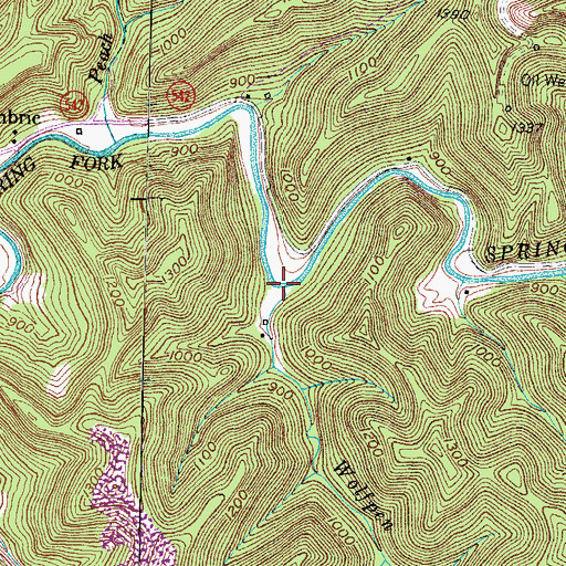 Topographic Map of Wolfpen Branch, KY