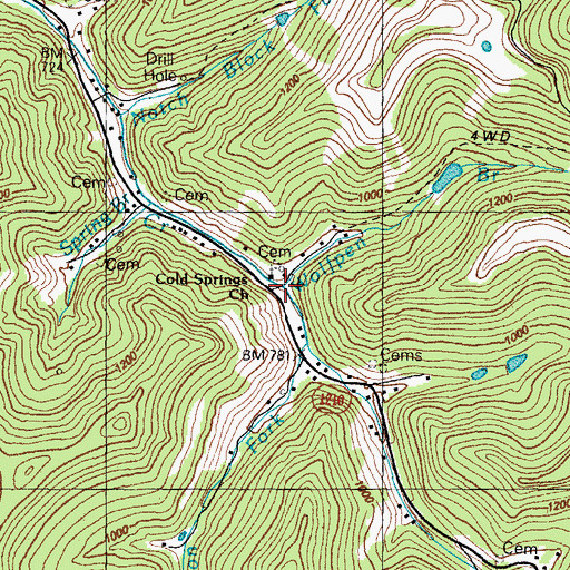 Topographic Map of Wolfpen Branch, KY