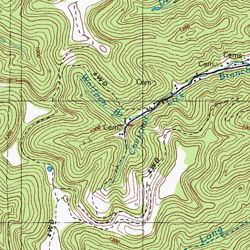 Topographic Map of Wolfpen Branch, KY