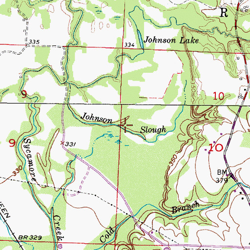 Topographic Map of Johnson Slough, AR