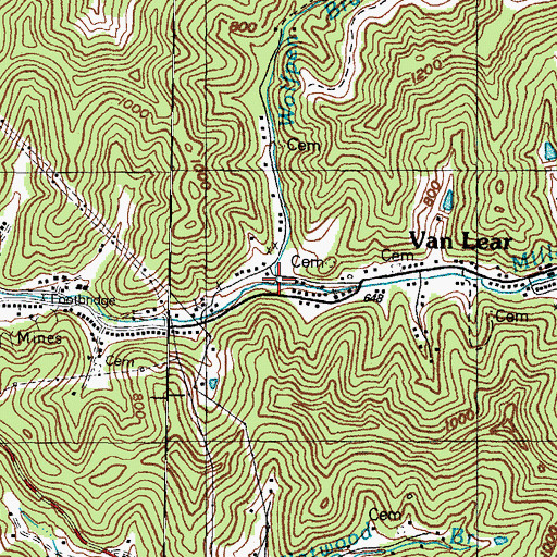 Topographic Map of Wolfpen Branch, KY