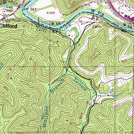 Topographic Map of Wolfpen Branch, KY