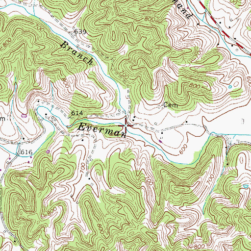 Topographic Map of Wolfpen Branch, KY