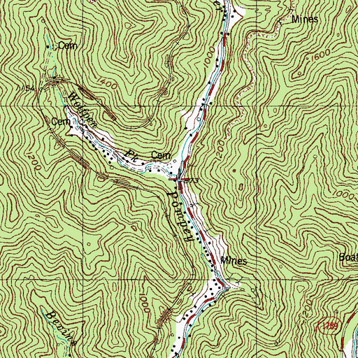 Topographic Map of Wolfpen Fork, KY