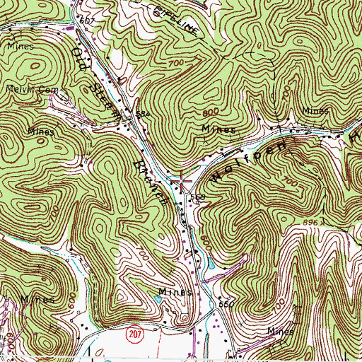 Topographic Map of Wolfpen Hollow, KY